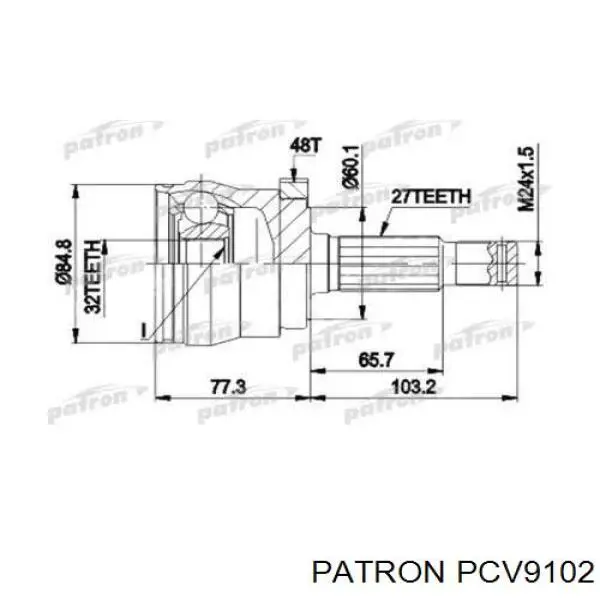 PCV9102 Patron шрус наружный передний