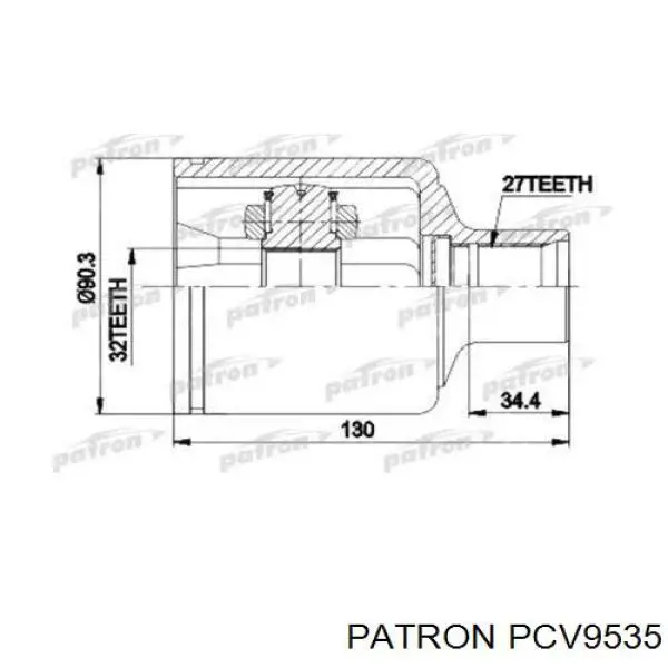 ШРУС внутренний передний PATRON PCV9535