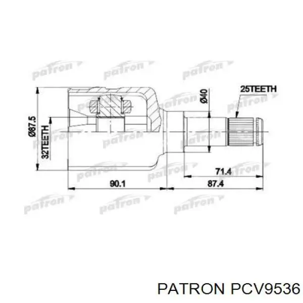 ШРУС внутренний передний левый PATRON PCV9536