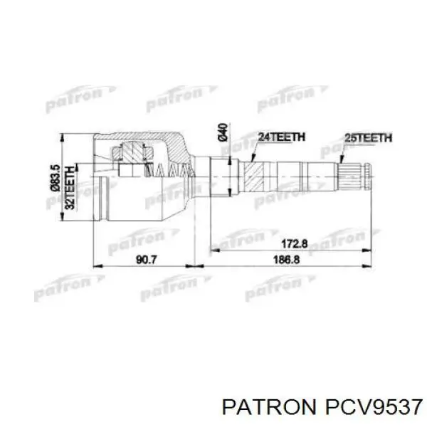 ШРУС внутренний передний PATRON PCV9537
