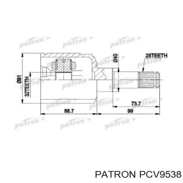 Шарнир угловых скоростей внутренний передний Patron PCV9538 цена, от 76.17 USD