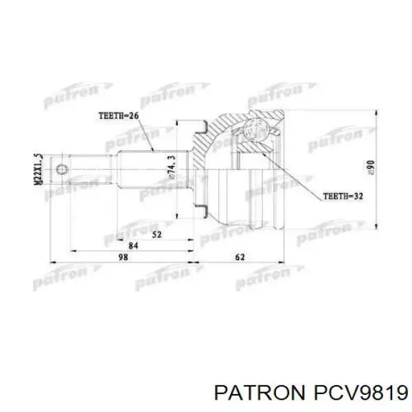 ШРУС наружный передний PCV9819 Patron