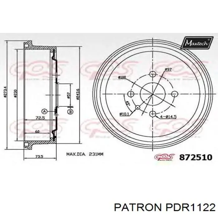 Тормозной барабан PDR1122 Patron