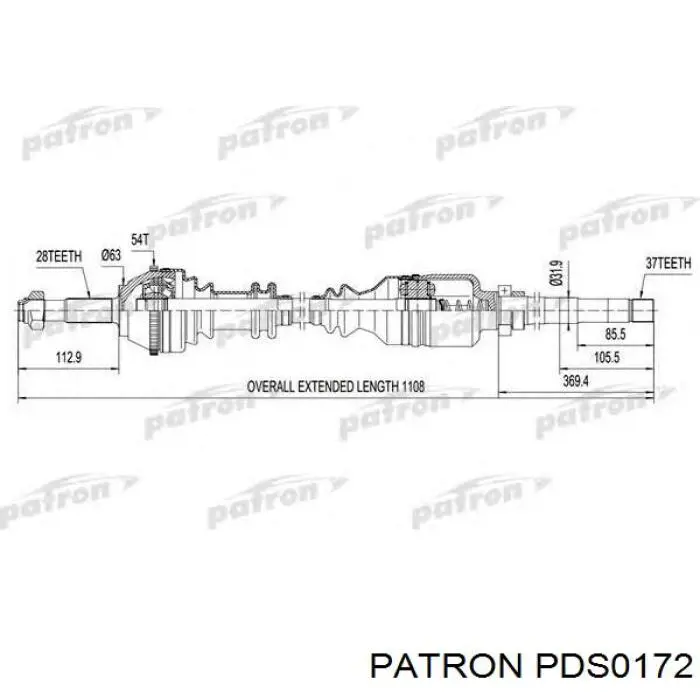 Полуось (привод) передняя правая PDS0172 Patron