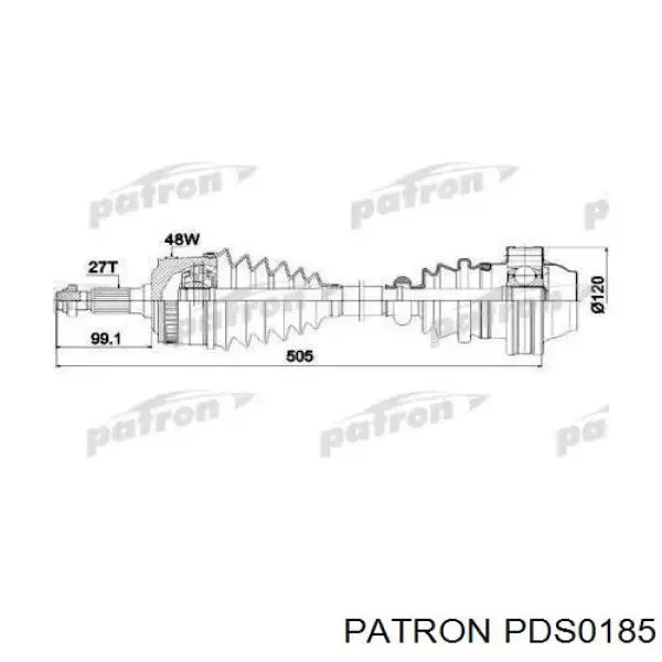 Полуось передняя PDS0185 Patron