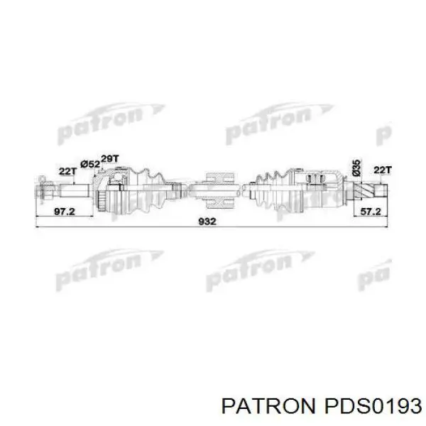 Полуось (привод) передняя правая PDS0193 Patron
