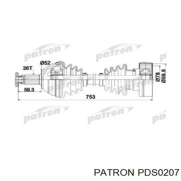 Полуось (привод) передняя правая PDS0207 Patron