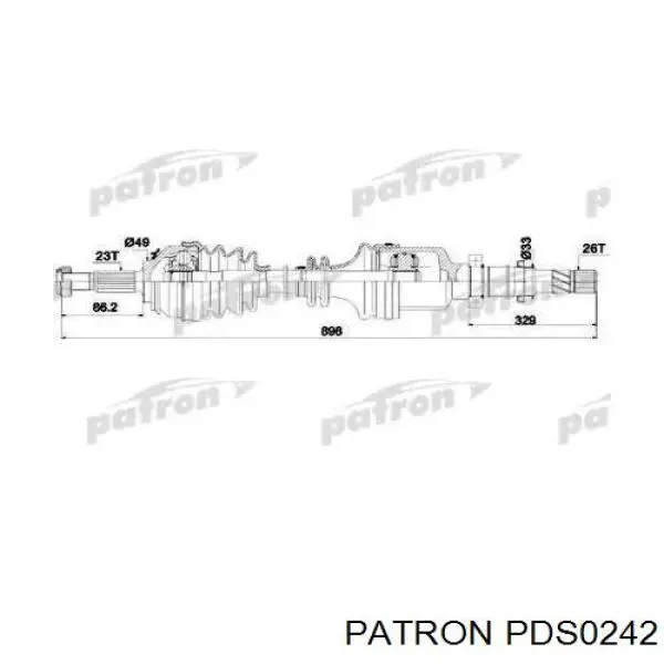 Полуось (привод) передняя правая PDS0242 Patron