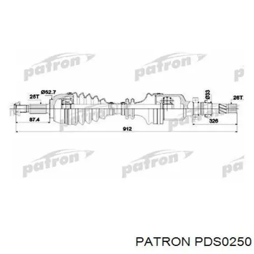 Полуось (привод) передняя левая PDS0250 Patron