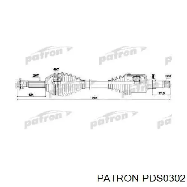 Полуось (привод) передняя левая PDS0302 Patron