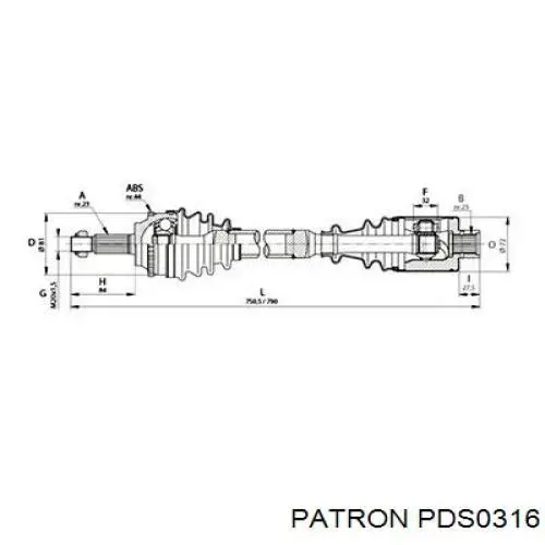 Полуось (привод) передняя правая PDS0316 Patron