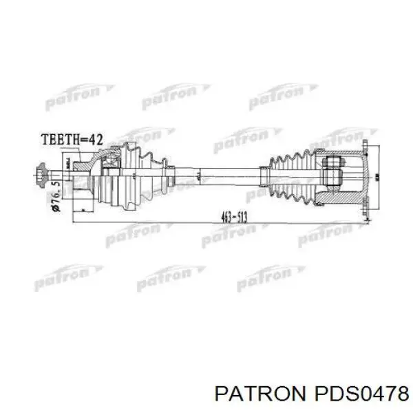 Полуось (привод) передняя XX8K0407271P Market (OEM)