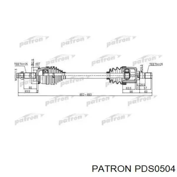 Полуось (привод) передняя левая HY4905001R000 Dominant