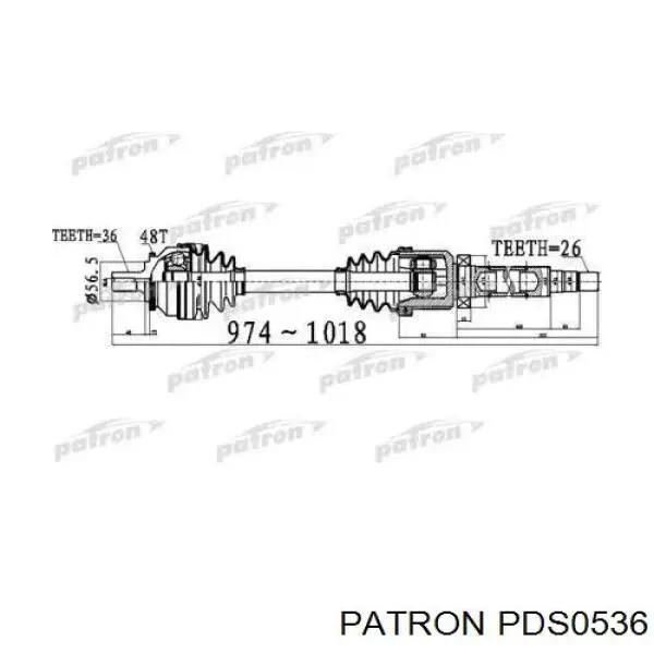 Полуось (привод) передняя правая RU5336R Ruei