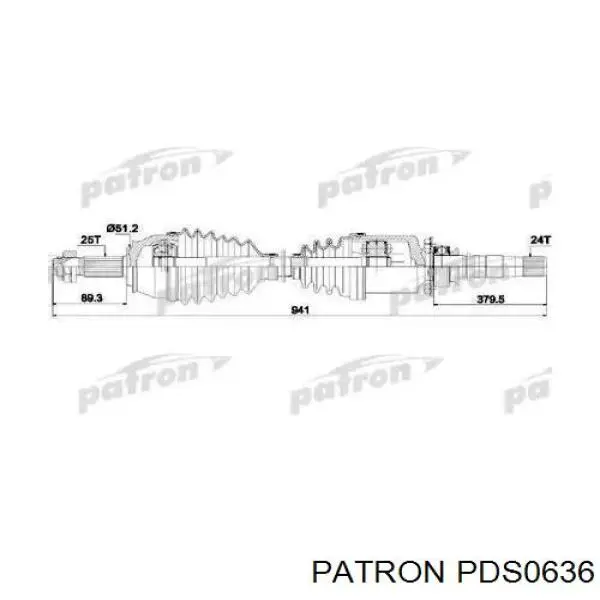 Полуось (привод) передняя правая PDS0636 Patron