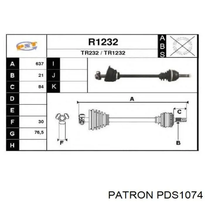 Левая полуось RN88022 GP