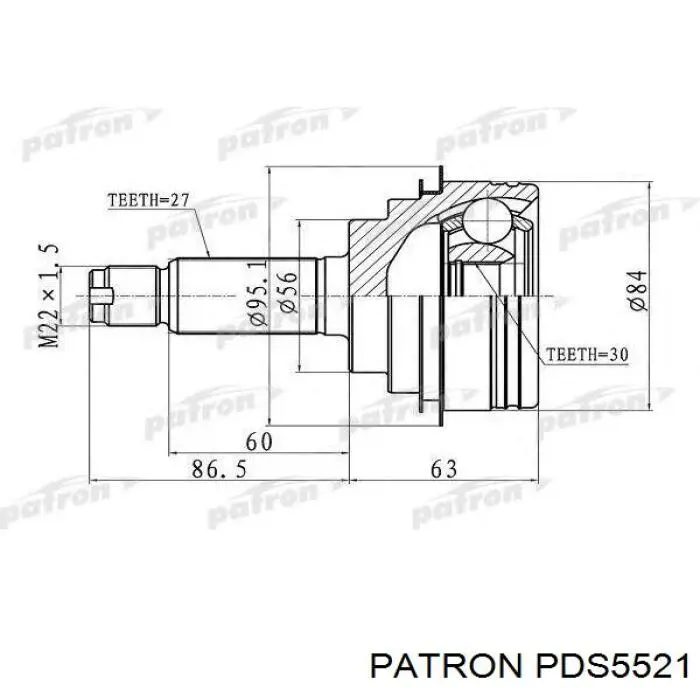 Полуось (привод) передняя Patron PDS5521 цена, от 100.63 USD