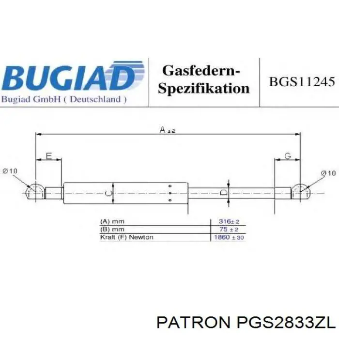 Амортизатор багажника GSR612500 Open Parts