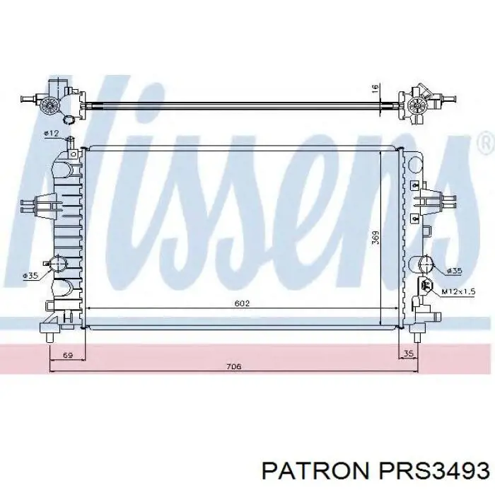 Радиатор охлаждения двигателя Patron PRS3493 цена, от 52.81 USD