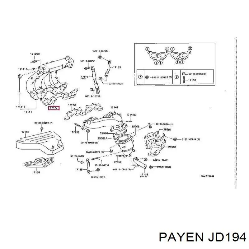 JD194 Payen прокладка впускного коллектора