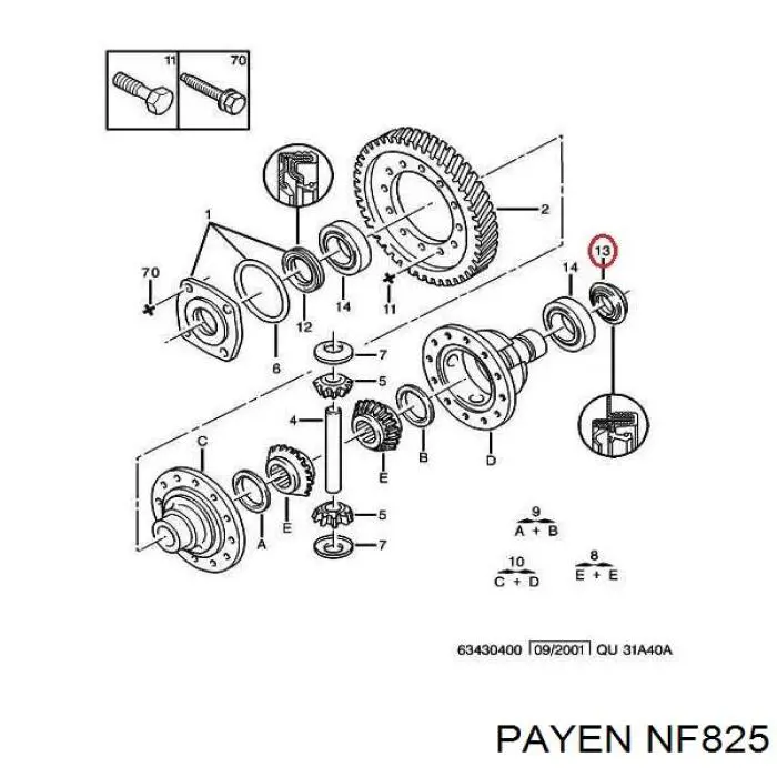 Сальник полуоси переднего моста правой Payen NF825 цена, от 6.79 USD