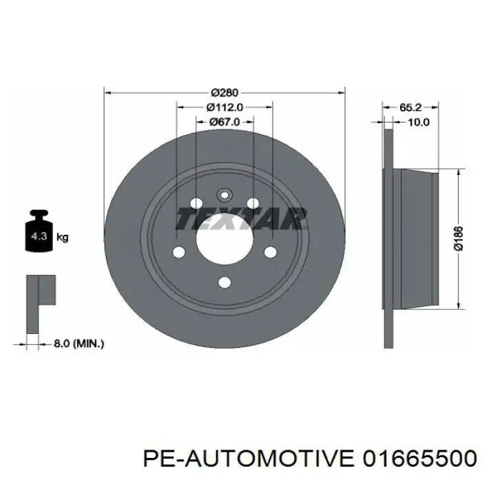 01665500 PE Automotive диск тормозной задний