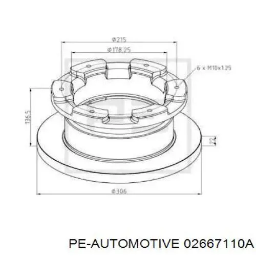 Тормозные диски 02667110A PE Automotive