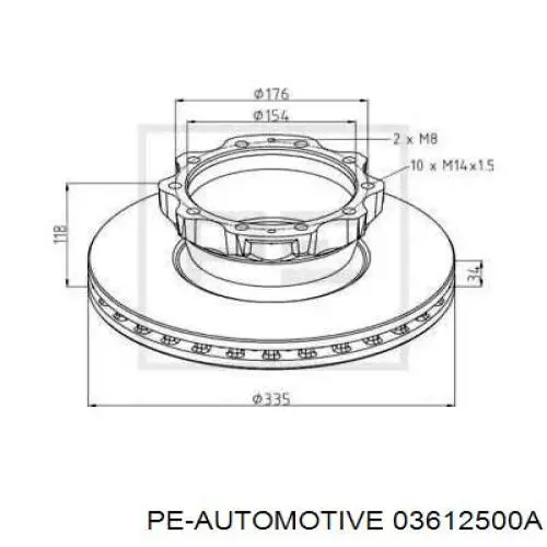 03612500A PE Automotive диск тормозной задний