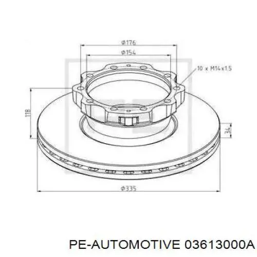 036.130-00A PE Automotive диск тормозной задний
