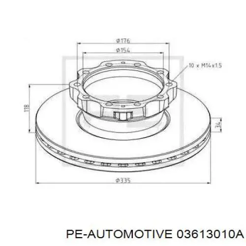 036.130-10A PE Automotive диск тормозной задний