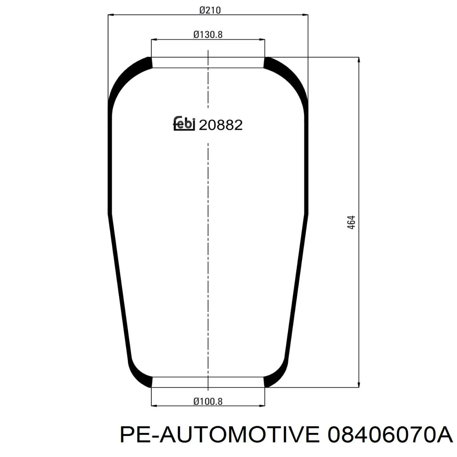 Пневмоподушка (пневморессора) моста 08406070A PE Automotive