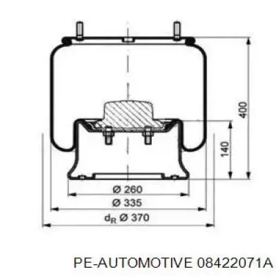 Пневмоподушка (пневморессора) моста 08422071A PE Automotive