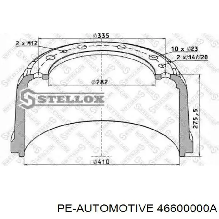 Купить 46600000A PE Automotive Тормозной барабан