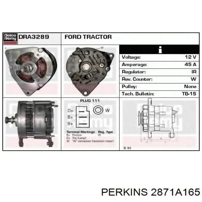 Генератор 2871A165 Perkins