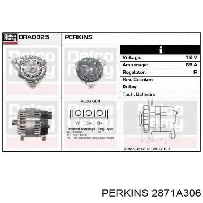 Автомобильный генератор Perkins 2871A306 цена, от 148.19 USD