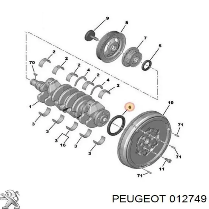 Купить 012749 Peugeot/Citroen Сальник коленвала задний