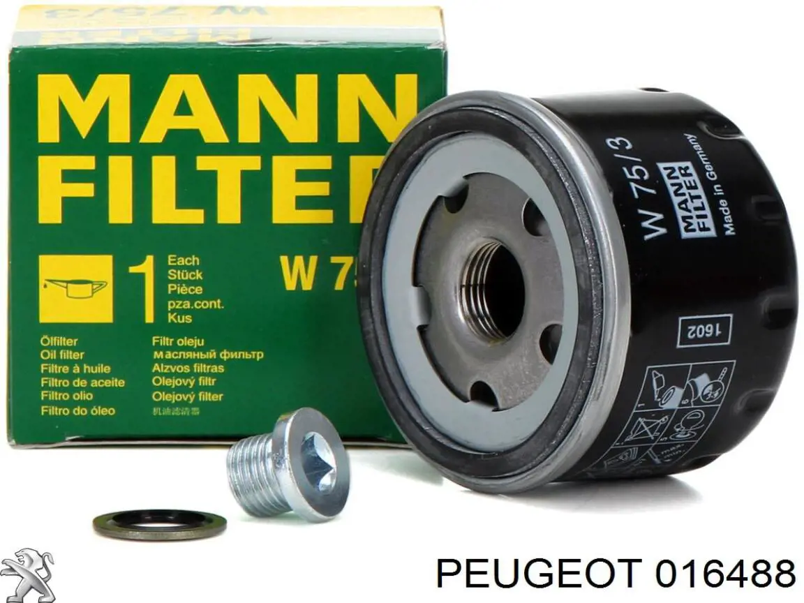 016488 PEUGEOT Junta, tapón roscado, colector de aceite original y equivalente