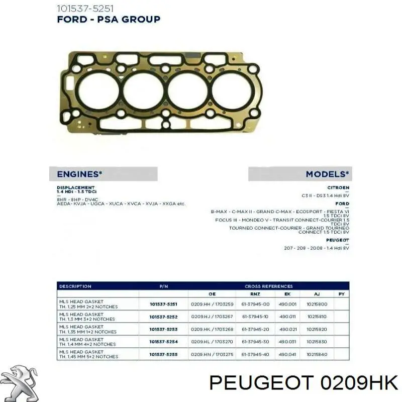 49425005 Corteco Прокладка головки блока
