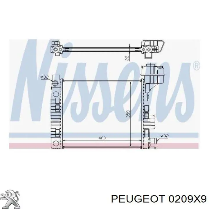 Vedante de cabeça de motor (CBC) 0209X9 Peugeot/Citroen