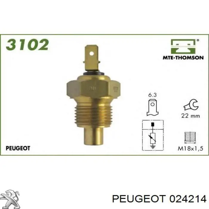024214 Peugeot/Citroen датчик температуры охлаждающей жидкости
