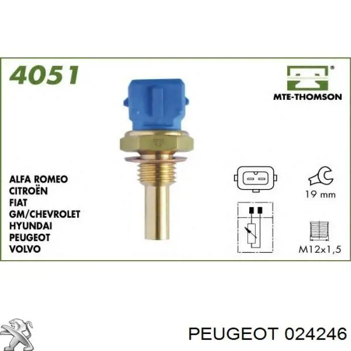 024246 Peugeot/Citroen датчик температуры охлаждающей жидкости