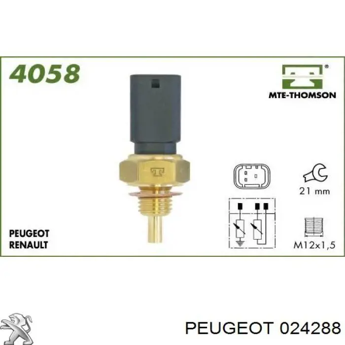 024288 Peugeot/Citroen датчик температуры охлаждающей жидкости