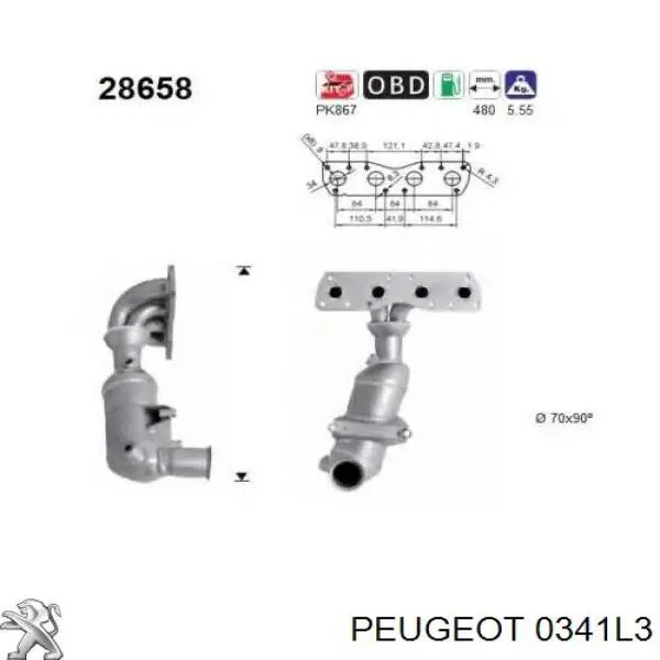 Каталитический нейтрализатор отработавших газов Peugeot/Citroen 0341L3 цена, от 180.65 USD