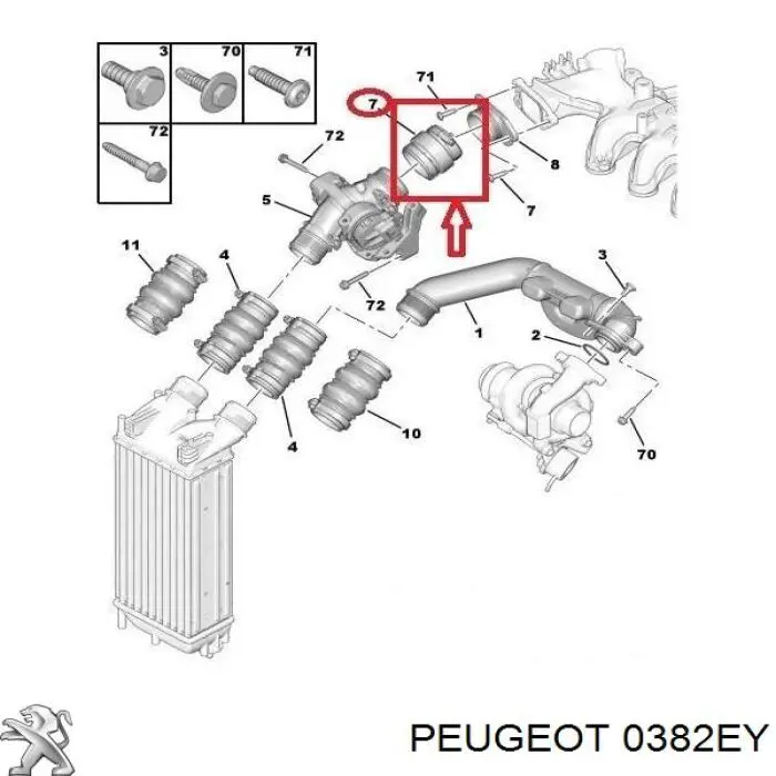 0382EY Peugeot/Citroen шланг (патрубок интеркуллера)