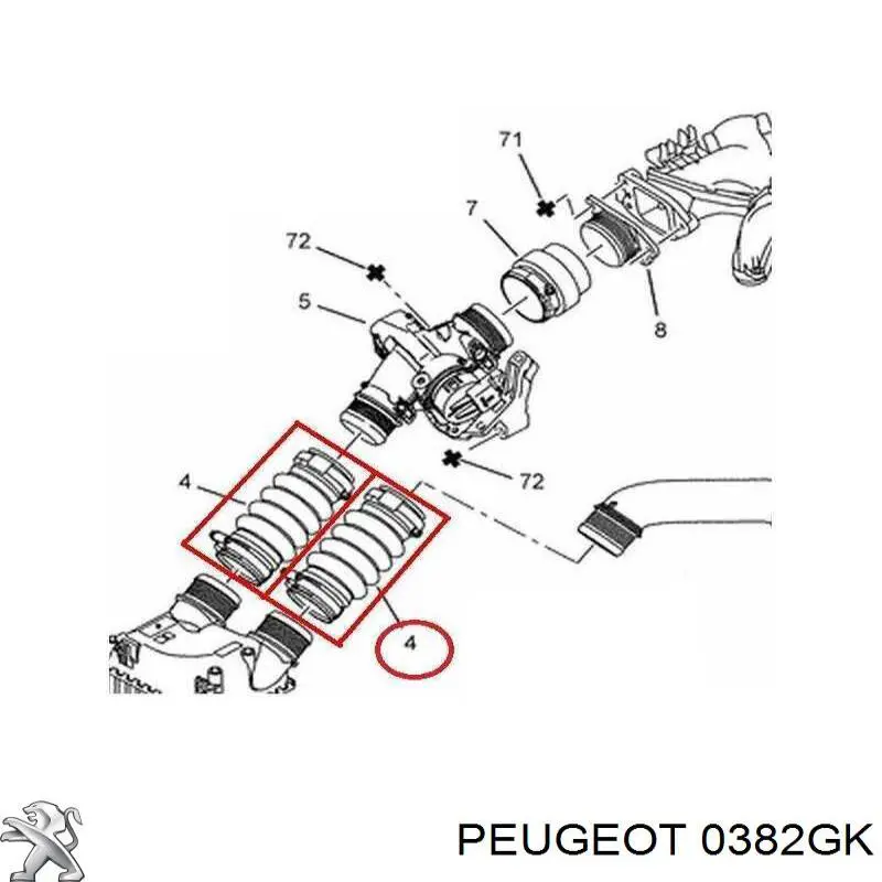 Шланг интеркуллера Peugeot/Citroen 0382GK