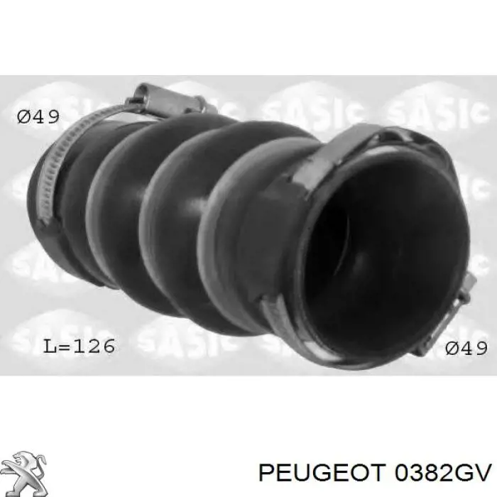 Tubo flexible de aire de sobrealimentación derecho 0382GV Peugeot/Citroen