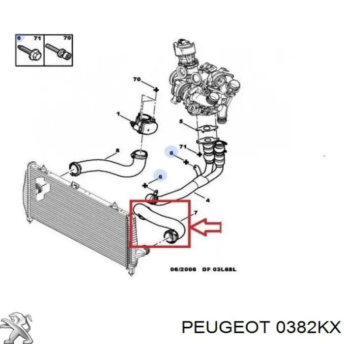 Шланг/патрубок интеркуллера Peugeot/Citroen 0382KX цена, от 19.11 USD