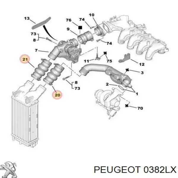 Купить 0382LX Peugeot/Citroen Патрубок интеркулера