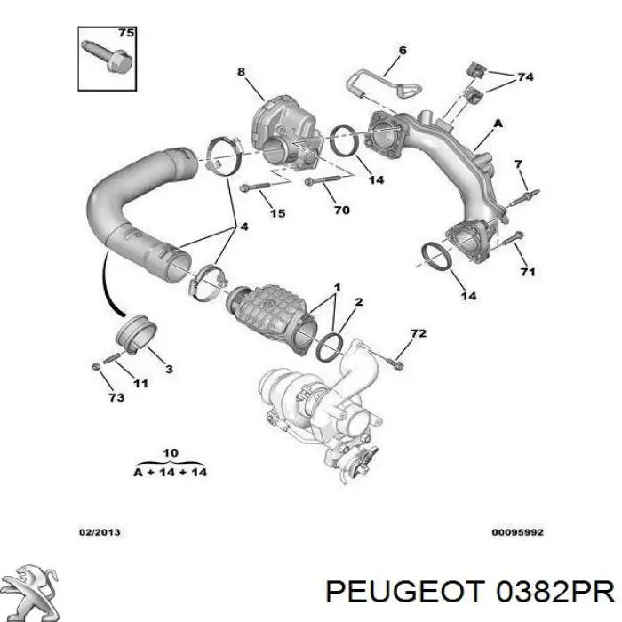 Tubo flexible de aspiración, cuerpo mariposa 0382PR Peugeot/Citroen