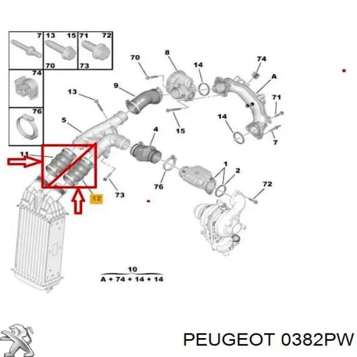 Tubo flexible de aire de sobrealimentación 0382PW Peugeot/Citroen